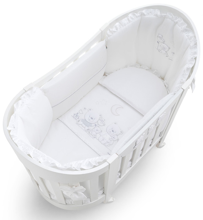 Детская кровать Happy Family Oval, белый (в комплекте матрас и белье 4 предмета). Фото №1 Детская кровать Happy Family Oval, белый (в комплекте матрас и белье 4 предмета). Фото №1