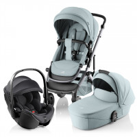 Комплект 3в1 коляска SMILE 5Z, Стиль | Бирюзовый + автокресло BABY-SAFE PRO Глубокий черный 	