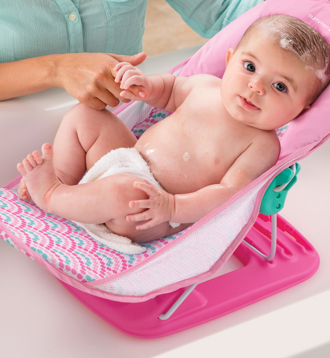 Лежак с подголовником для купания Deluxe Baby Bather, розовый/волны. Фото №3 Лежак с подголовником для купания Deluxe Baby Bather, розовый/волны. Фото №3