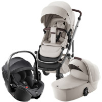 Комплект 3в1 коляска SMILE 5Z Люкс | Светло-бежевый + автокресло BABY-SAFE PRO Глубокий чёрный