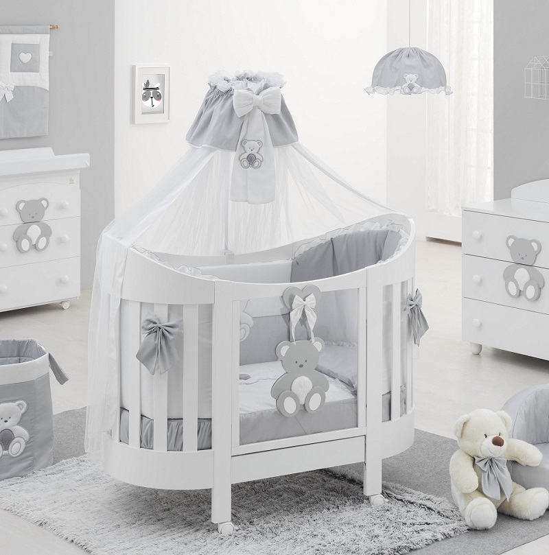 Балдахин тюлевый круговой Peluche  Oval, белый/серый. Фото №1