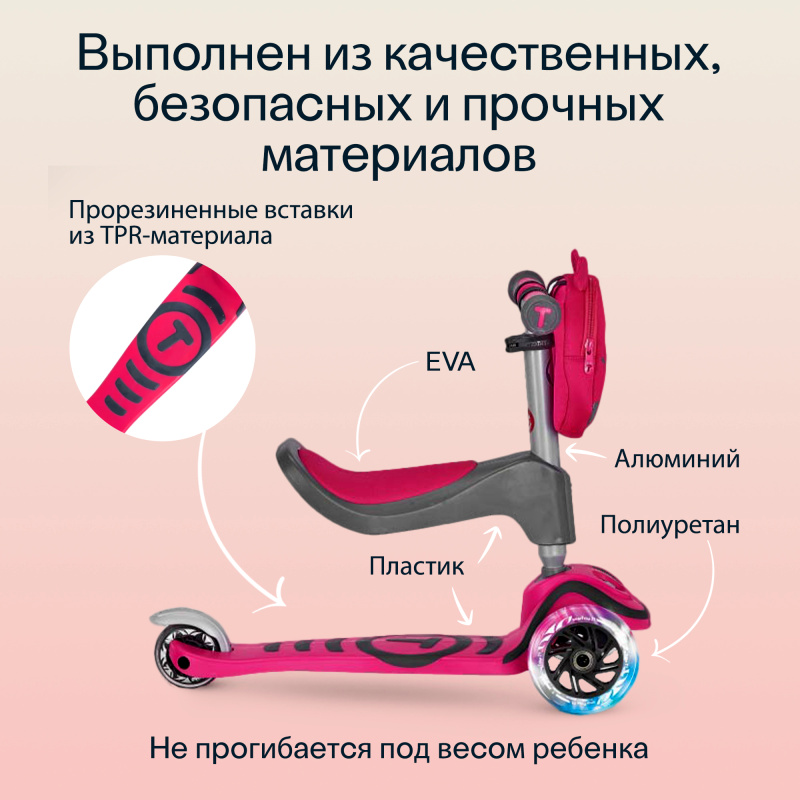 Трехколесный самокат-трансформер 2в1 SmarTrike  T1 Scooter c сумочкой. Фото №9