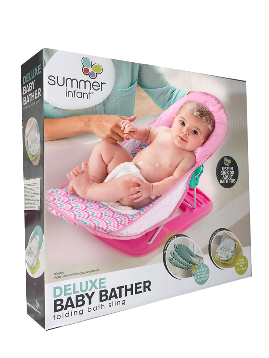 Лежак с подголовником для купания Deluxe Baby Bather, розовый/волны. Фото №5 Лежак с подголовником для купания Deluxe Baby Bather, розовый/волны. Фото №5