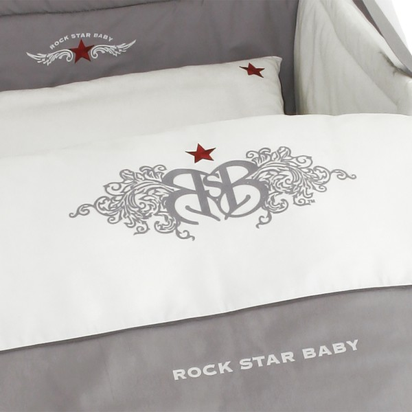 Комплект белья из 4-х предметов Rock Star Baby, серый/белый: пододеяльник 100х135, наволочка 40х60,. Фото №2 Комплект белья из 4-х предметов Rock Star Baby, серый/белый: пододеяльник 100х135, наволочка 40х60,. Фото №2