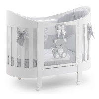 Детская кровать Italbaby Peluche Oval, белый/серый (в комплекте с матрасом и комплектом белья) Детская кровать Italbaby Peluche Oval, белый/серый (в комплекте с матрасом и комплектом белья)