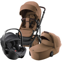 Комплект 3в1 коляска SMILE 5Z Люкс | Карамельный + автокресло BABY-SAFE PRO Глубокий чёрный