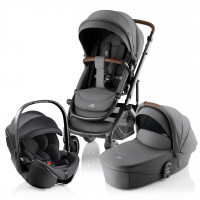 Комплект 3в1 коляска SMILE 5Z, Стиль | Серый минерал + автокресло BABY-SAFE PRO Глубокий черный	