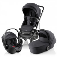 Комплект 3в1 коляска SMILE 5Z, Стиль | Карбоновый+ автокресло BABY-SAFE PRO Глубокий черный