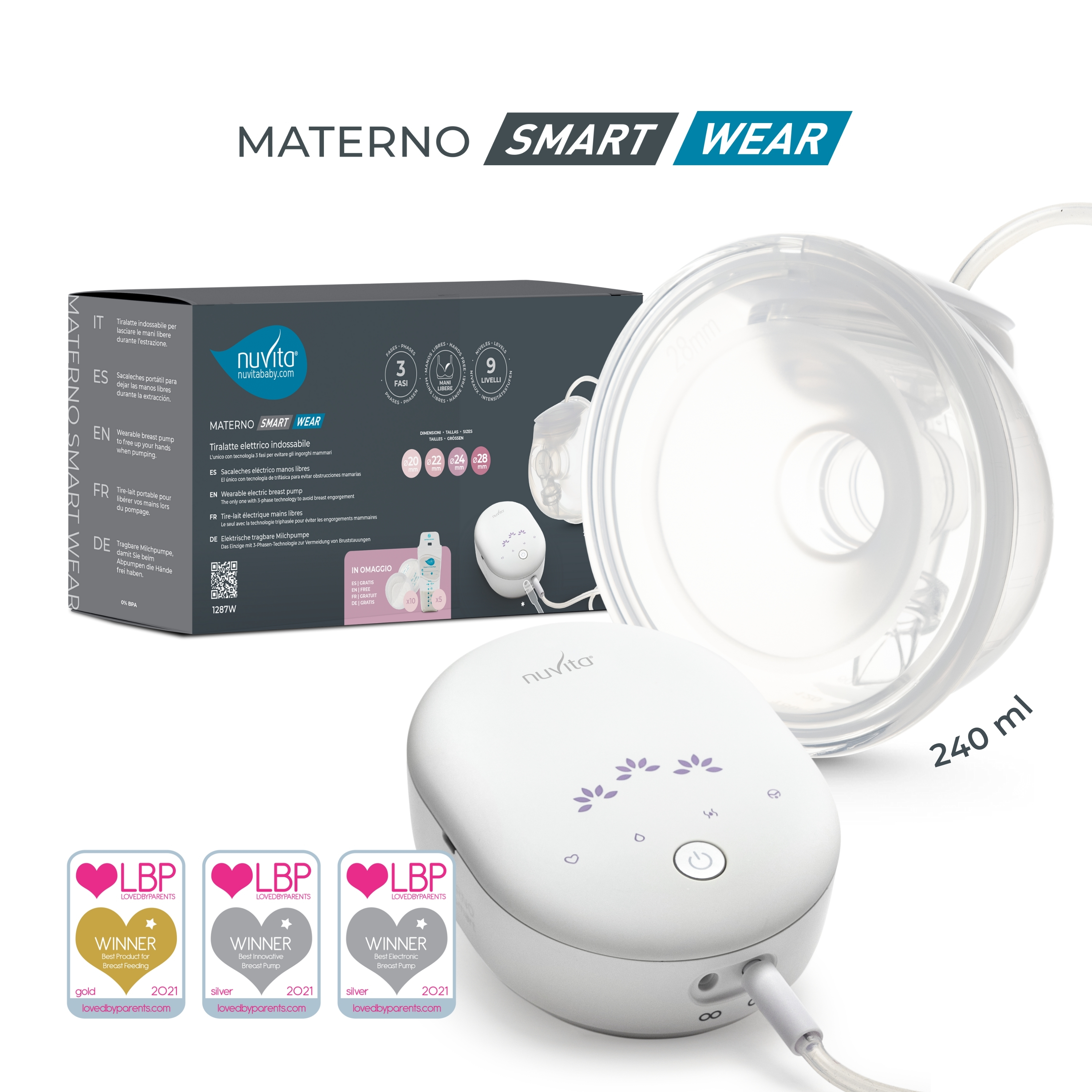 Трехфазный портативный электрический молокоотсос 1287W Materno Smart Wear. Фото №1 Трехфазный портативный электрический молокоотсос 1287W Materno Smart Wear. Фото №1