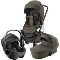 Комплект 3в1 коляска SMILE 5Z  Люкс | Оливковый + автокресло BABY-SAFE PRO Глубокий чёрный
