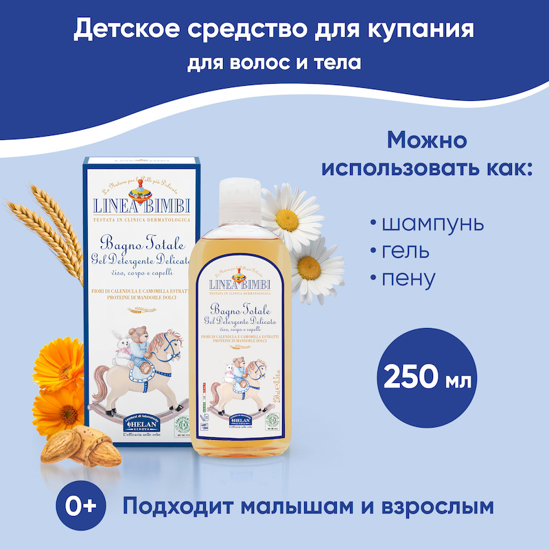 Детский шампунь-гель для волос и тела (Linea Bimbi) - 250 мл. Фото №1 Детский шампунь-гель для волос и тела (Linea Bimbi) - 250 мл. Фото №1