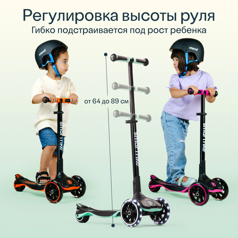 Растущий складной трехколесный самокат-трансформер 3в1 SmarTrike Xtend Scooter ride-on с ручкой. Фото №10