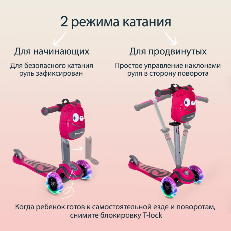 Трехколесный самокат-трансформер 2в1 SmarTrike  T1 Scooter c сумочкой. Фото №7