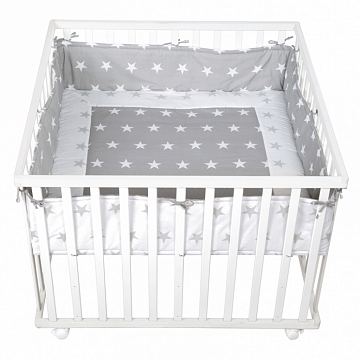 Детский квадратный манеж с бампером Roba Little stars, 100х100, белый Детский квадратный манеж с бампером Roba Little stars, 100х100, белый