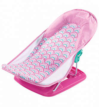 Лежак с подголовником для купания Deluxe Baby Bather, розовый/волны Лежак с подголовником для купания Deluxe Baby Bather, розовый/волны